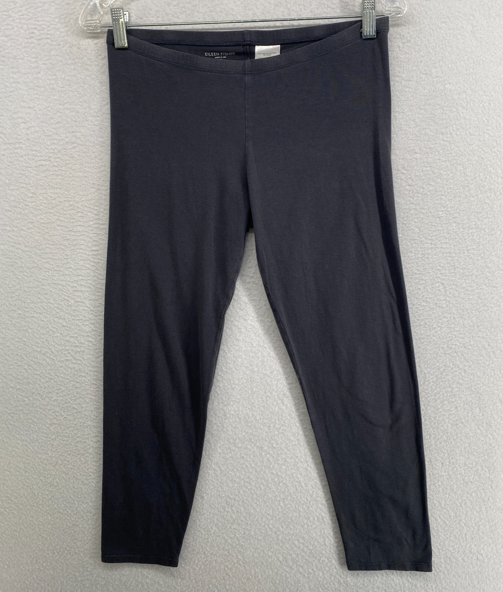 EILEEN FISHER Leggings S Stretch Organic Cotton Jersey Cropped Pull On Blue USA